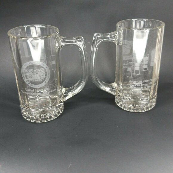 United States Army Warrant Officers Association Glass Mugs Ft Bragg Set Of 2 - Picture 5 of 6